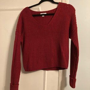 Brand New Never Worn - Cropped Maroon/Red V Neck Sweater Bar III Size XS